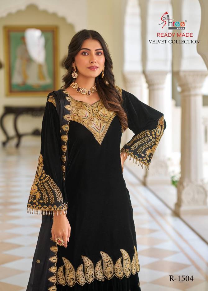 R 1504 Shree Designer Work Velvet Pakistani Suits Wholesale Price In Surat